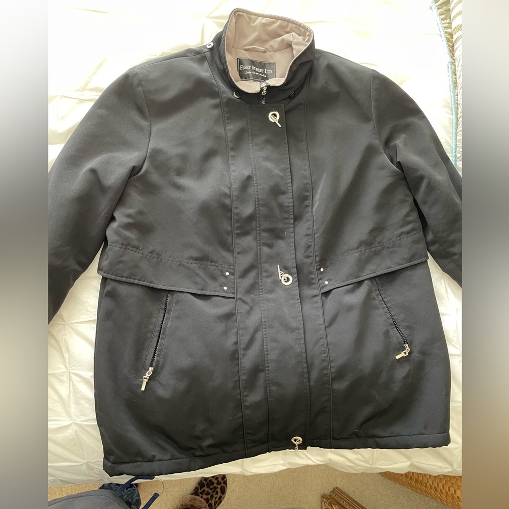 Fleet Street lined black coat. Size XL.. excellent condition